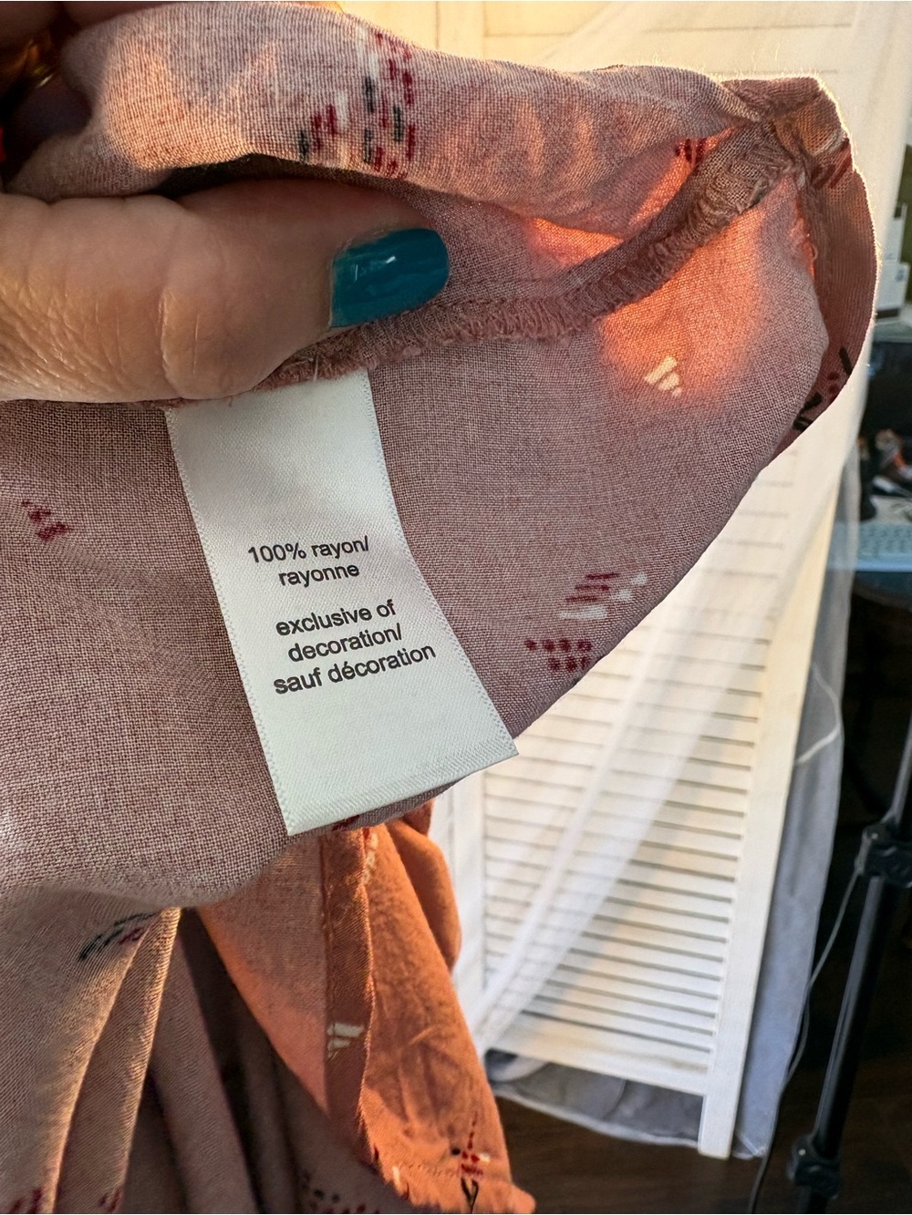 Maurices Dusty Rose Printed Tie-Front Blouse - Picture 6 of 6